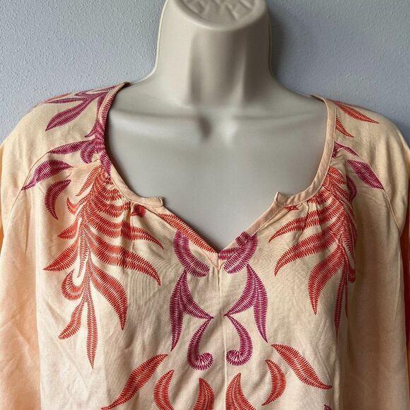 Lascana by Venus Orange/Pink Coral Summer Coverup Top Size M - Picture 2 of 7